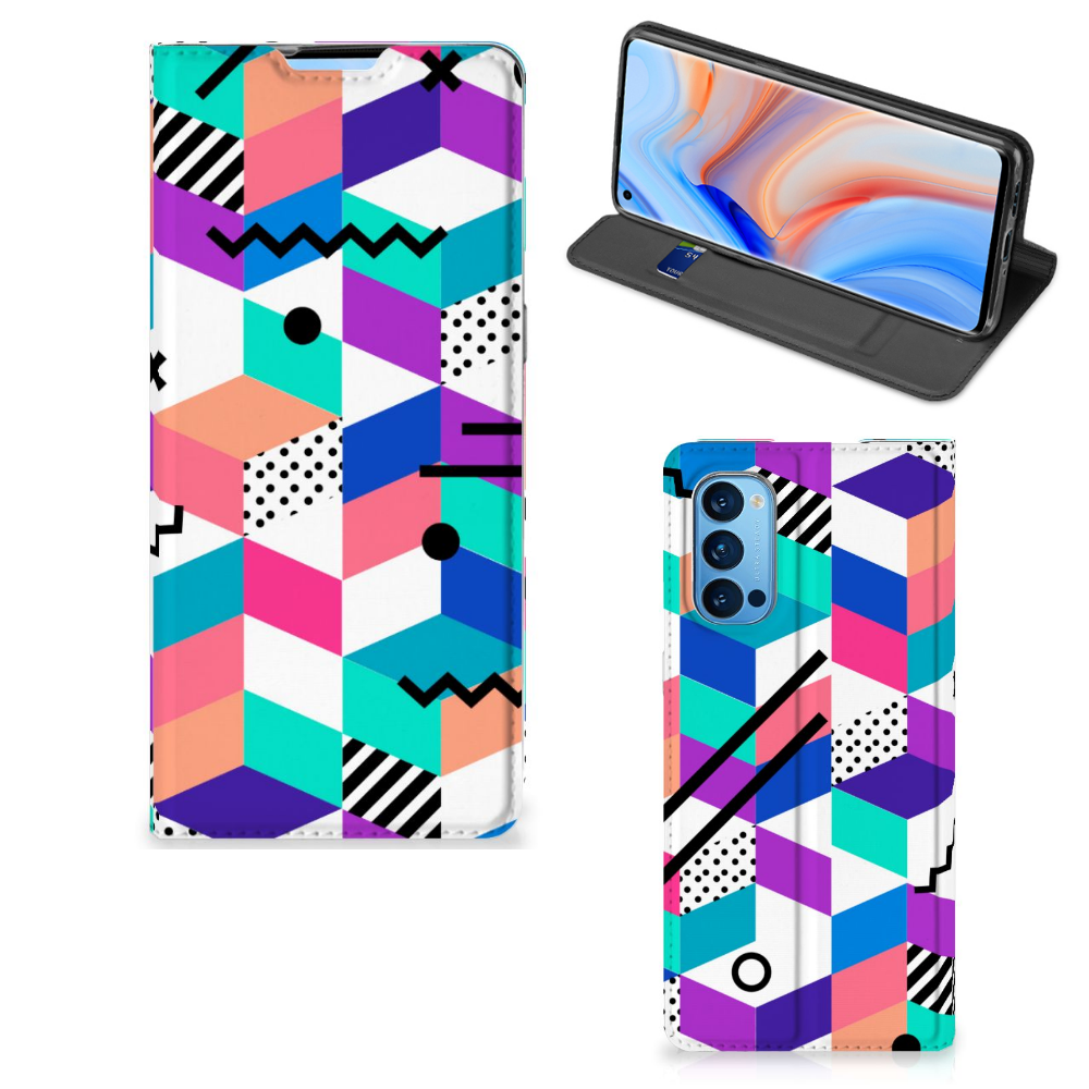 OPPO Reno4 Pro 5G Stand Case Blokken Kleurrijk - B2C Telecom