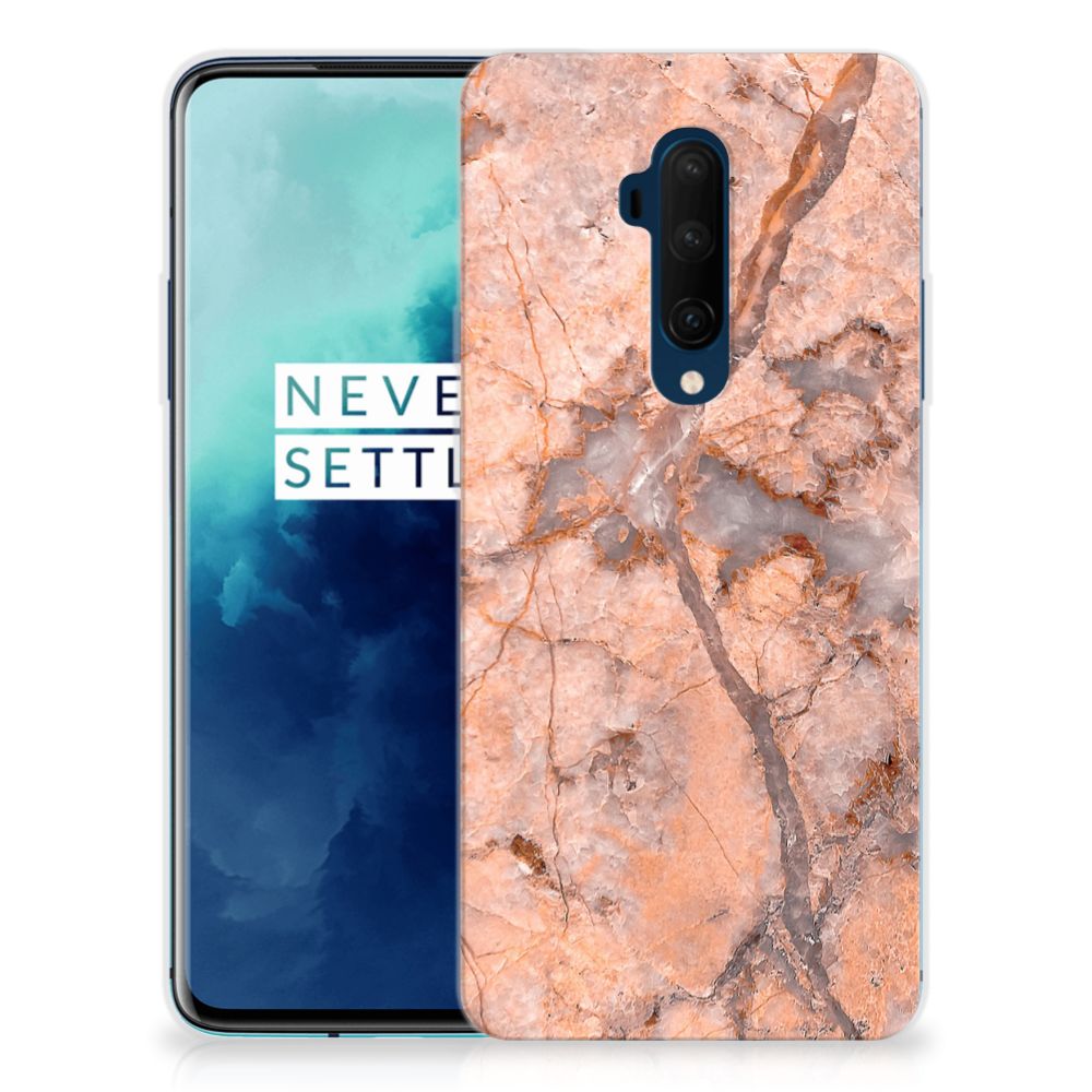 OnePlus 7T Pro TPU Siliconen Hoesje Marmer Oranje