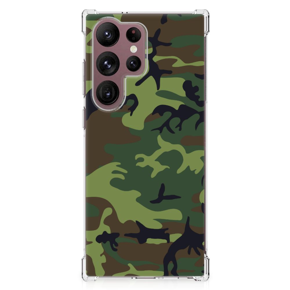 Samsung Galaxy S23 Ultra Doorzichtige Silicone Hoesje Army Dark