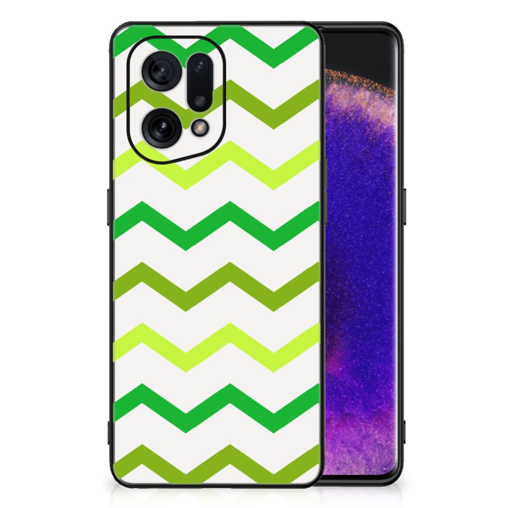 OPPO Find X5 Back Case Zigzag Groen