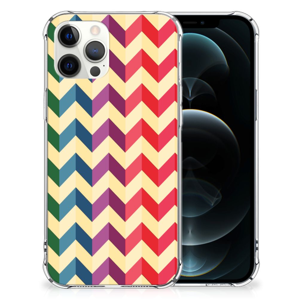iPhone 12 Pro Max Doorzichtige Silicone Hoesje Zigzag Multi Color B2C Telecom