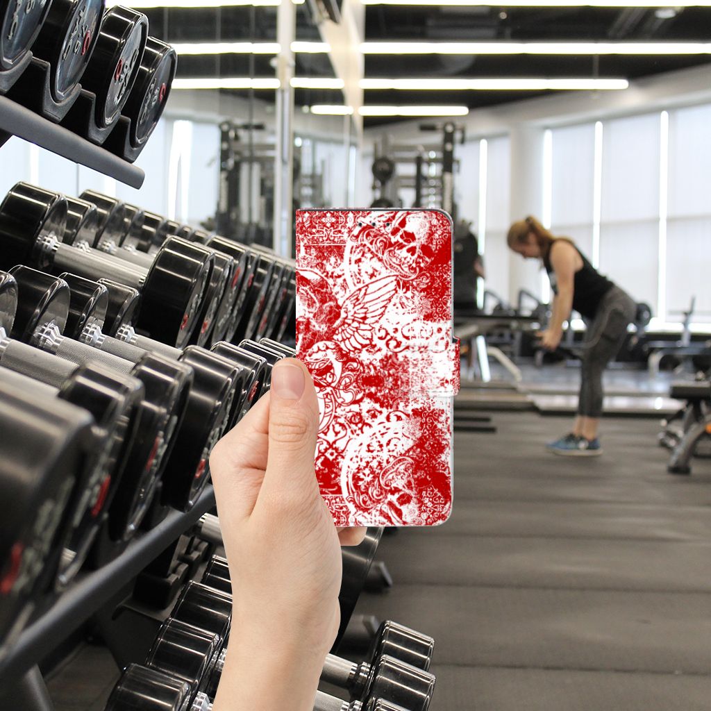 Telefoonhoesje met Naam Xiaomi Mi 9 Lite Angel Skull Rood