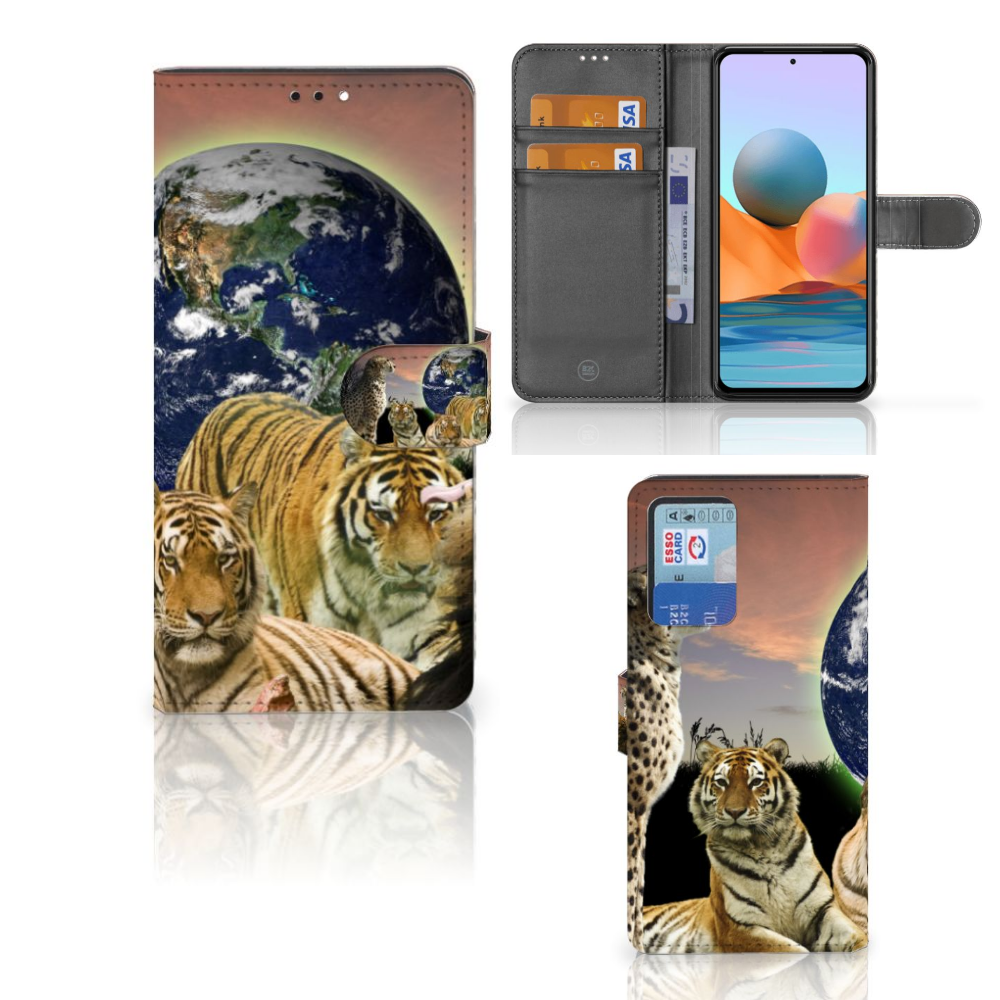 Xiaomi Redmi Note 10 Pro Telefoonhoesje met Pasjes Roofdieren