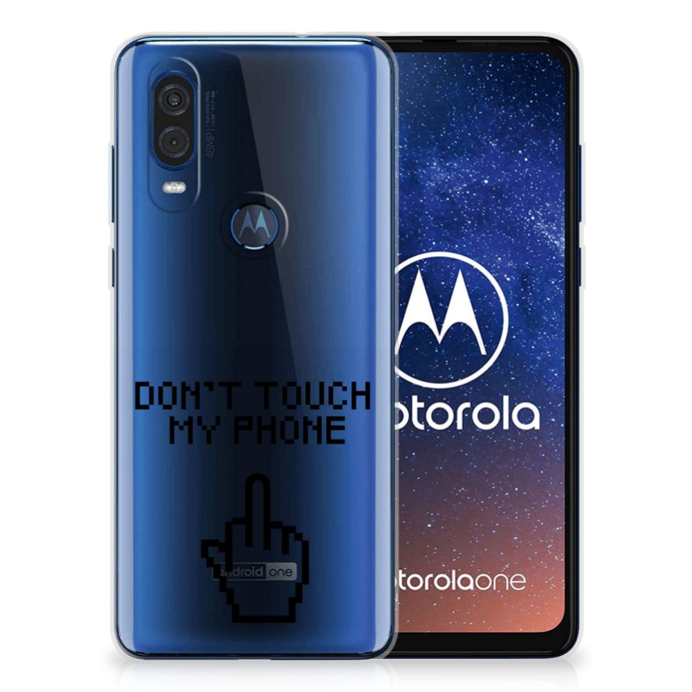 Motorola One Vision Silicone-hoesje Finger Don't Touch My Phone