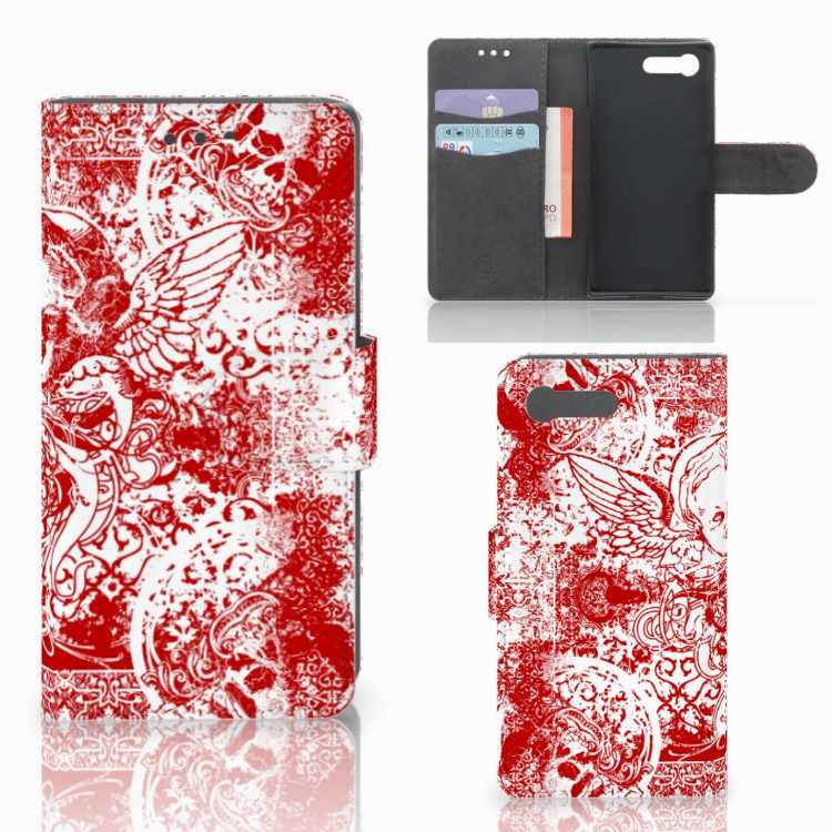 Telefoonhoesje met Naam Sony Xperia X Compact Angel Skull Rood