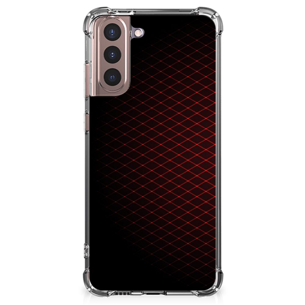 Samsung Galaxy S21 Plus Doorzichtige Silicone Hoesje Geruit Rood B2C Telecom
