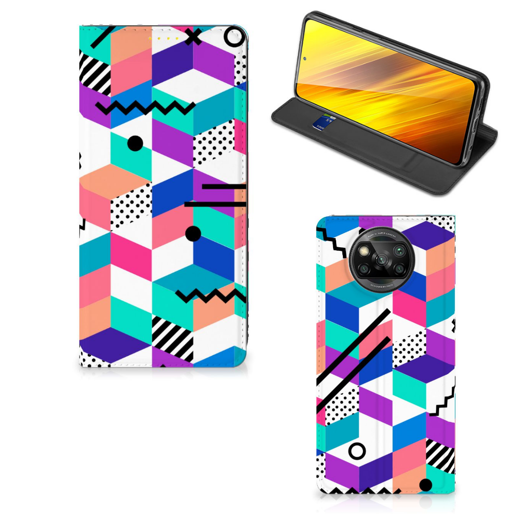 Xiaomi Poco X3 Pro | Poco X3 Stand Case Blokken Kleurrijk - B2C Telecom