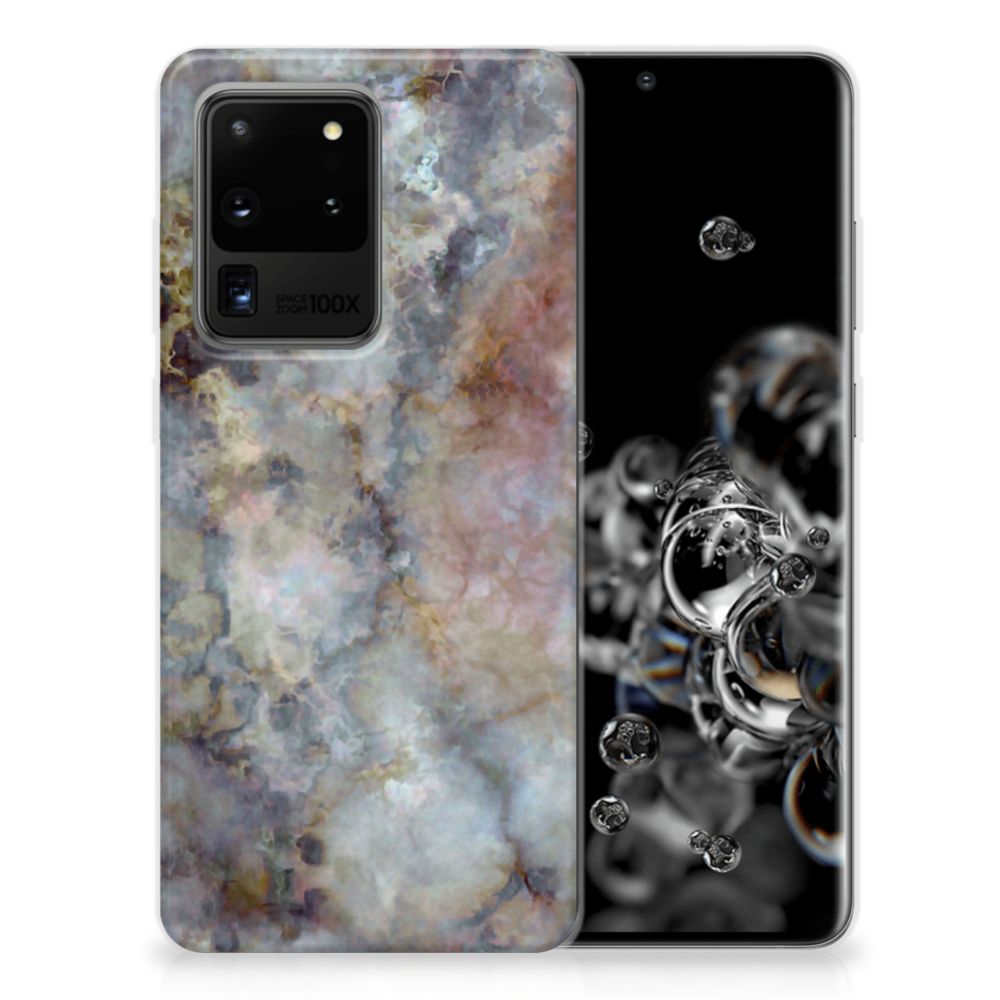 Samsung Galaxy S20 Ultra TPU Siliconen Hoesje Marmer Grijs B2C Telecom