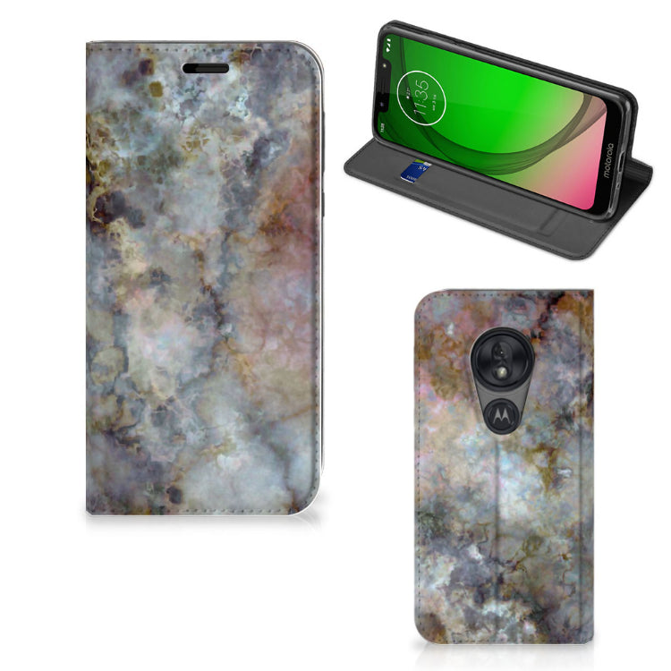 Motorola Moto G7 Play Standcase Marmer Grijs