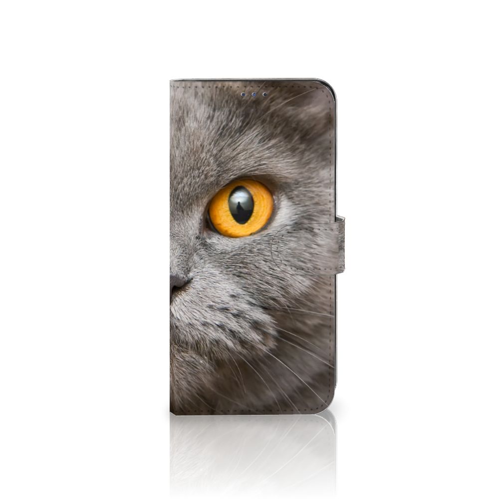 Telefoonhoesje met Pasjes Motorola Moto G22 Britse Korthaar met afbeelding van een Britse korthaar kat