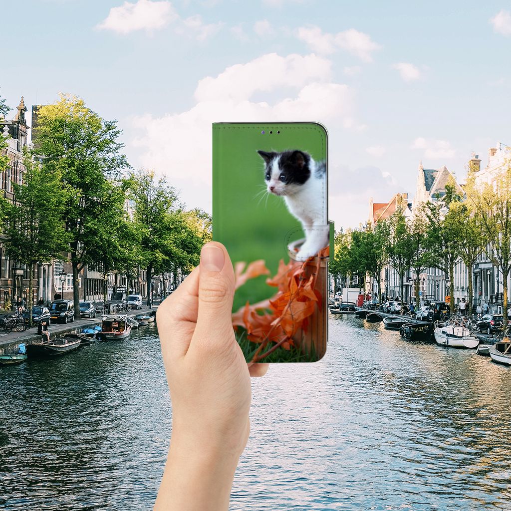 Samsung Galaxy A22 5G Telefoonhoesje met Pasjes Kitten