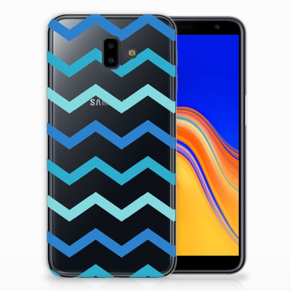 Samsung Galaxy J6 Plus (2018) TPU bumper Zigzag Blauw
