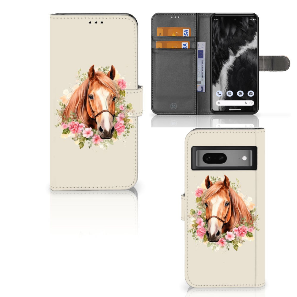 Telefoonhoesje met Pasjes voor Google Pixel 7 Paard