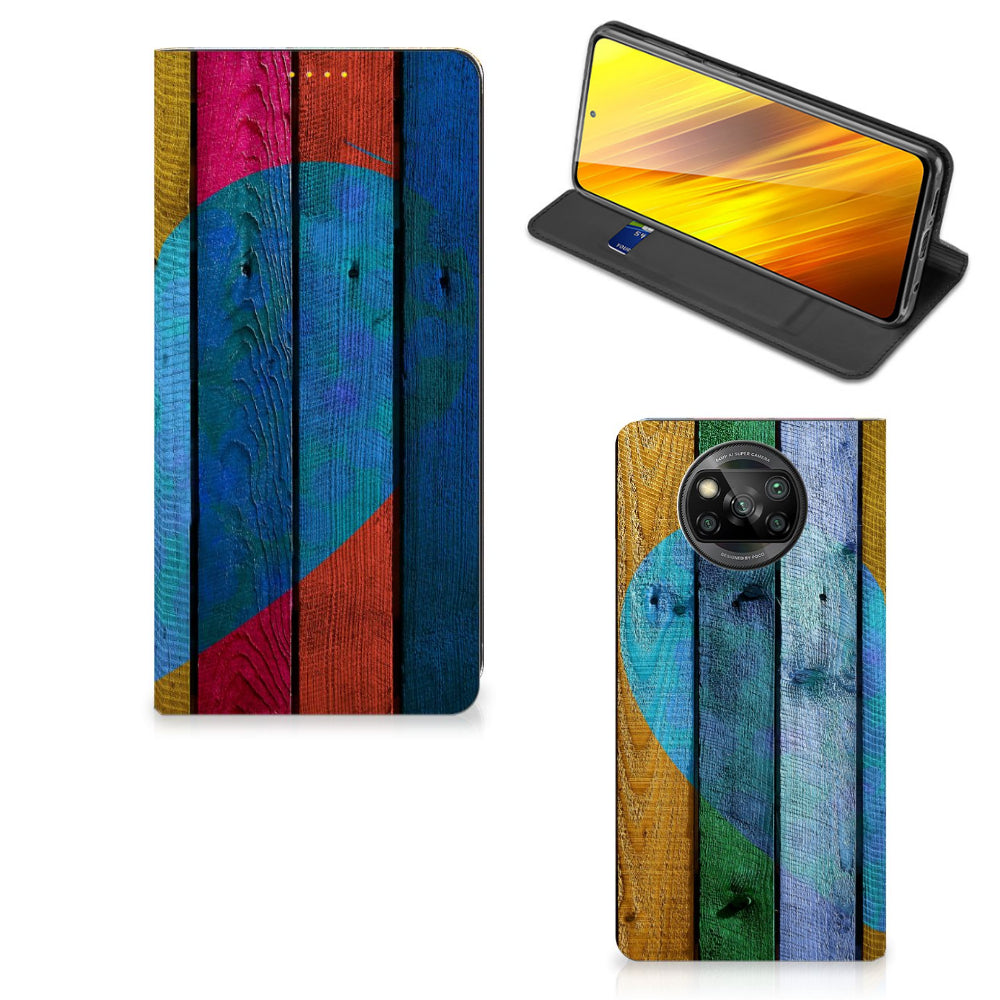 Xiaomi Poco X3 Pro | Poco X3 Book Wallet Case Wood Heart - Cadeau voor je Vriend