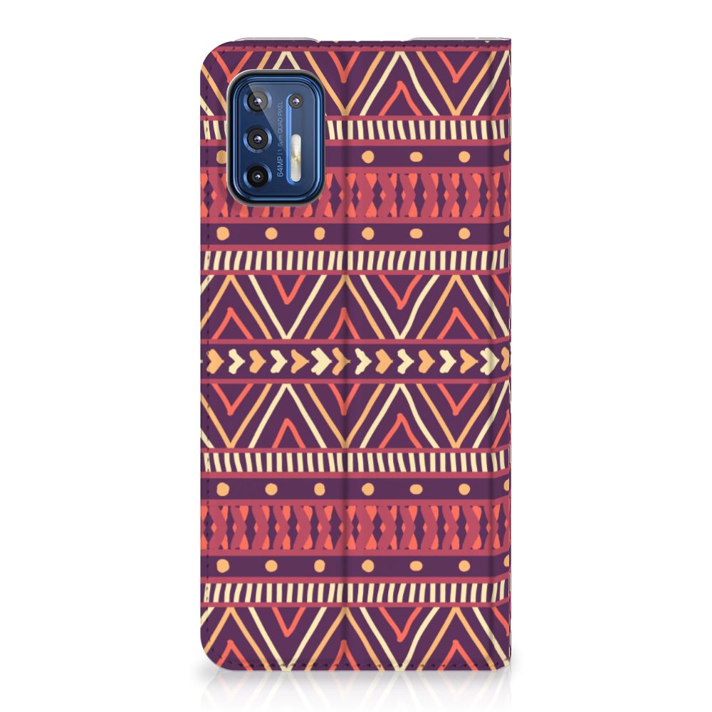 Motorola Moto G9 Plus Hoesje met Magneet Aztec Paars - B2C Telecom