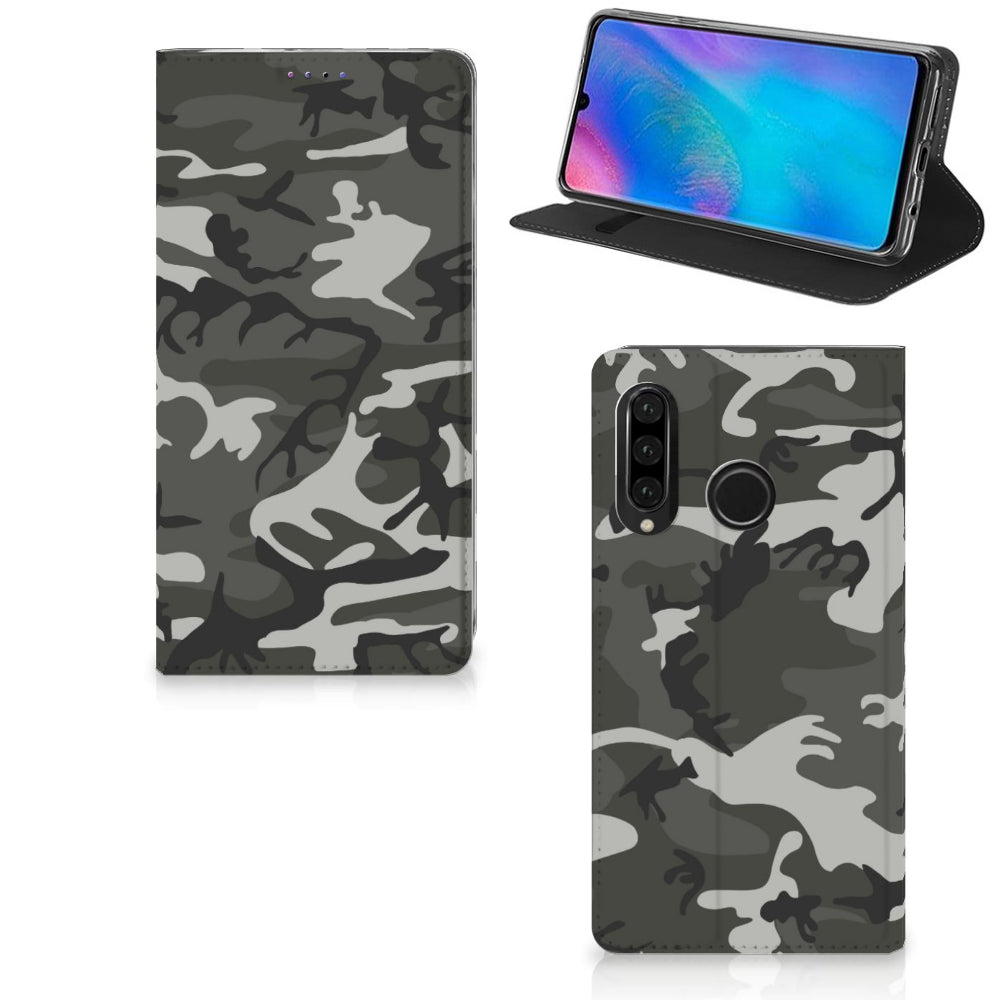 Huawei P30 Lite New Edition Hoesje met Magneet Army Light