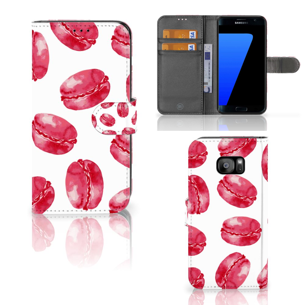 Samsung Galaxy S7 Edge Book Cover Pink Macarons