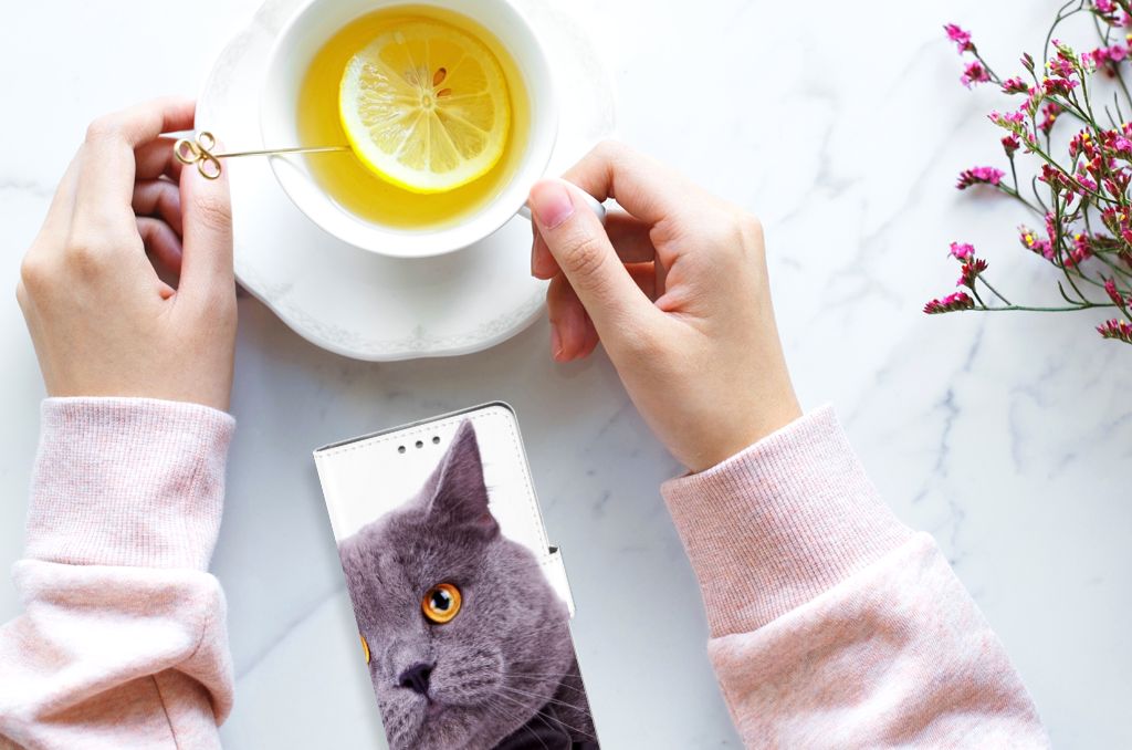 Sony Xperia XZ1 Telefoonhoesje met Pasjes Kat