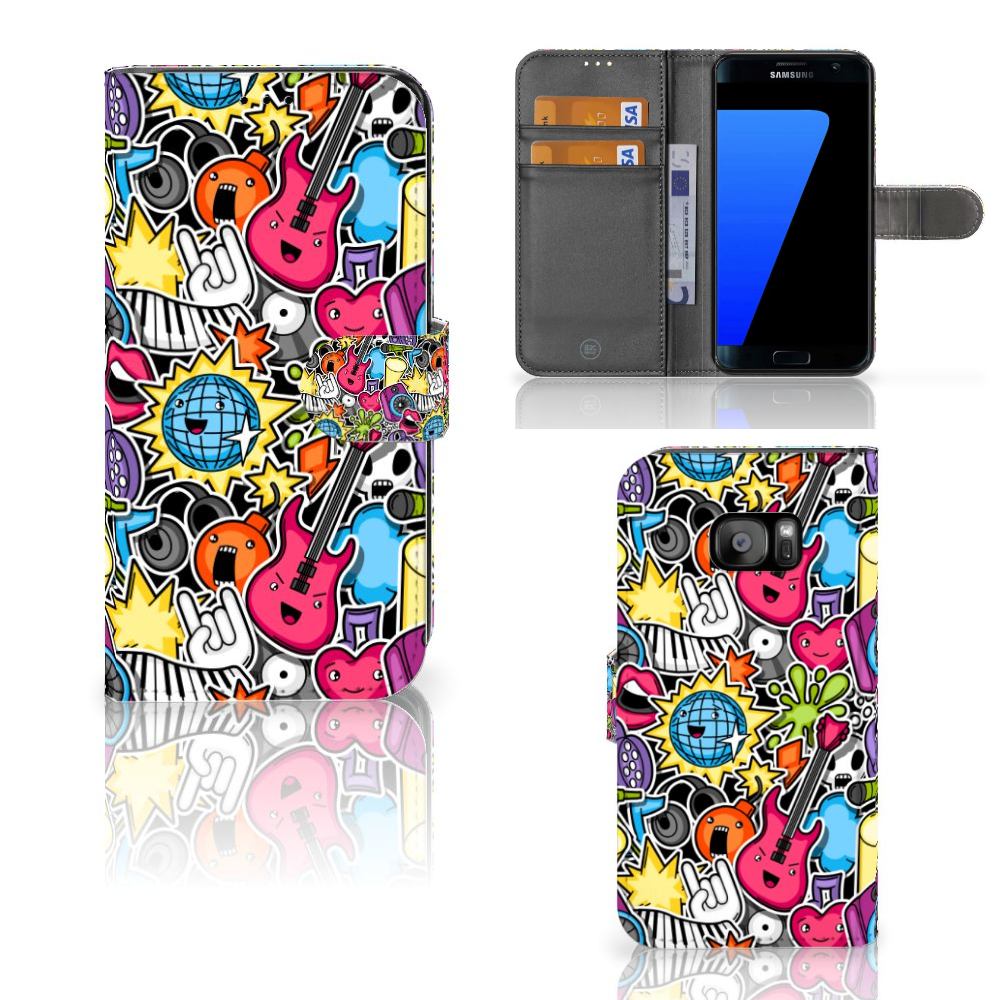 Samsung Galaxy S7 Edge Wallet Case met Pasjes Punk Rock