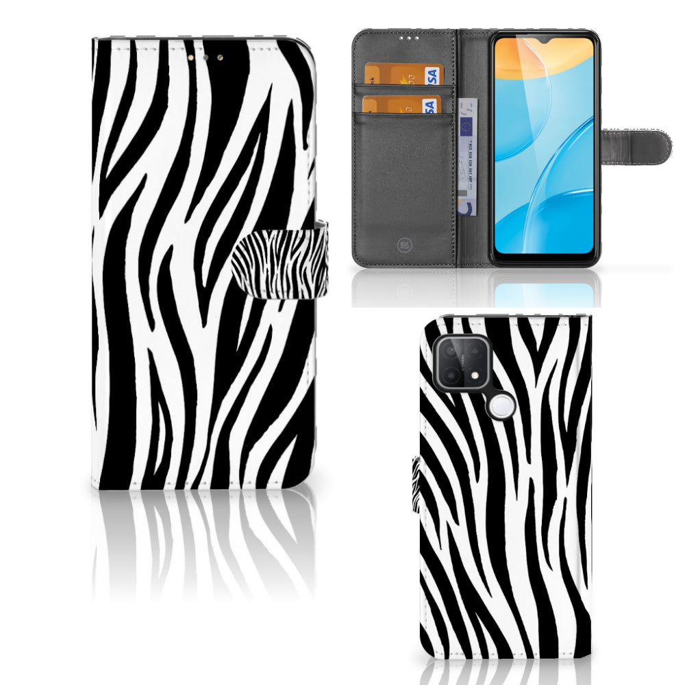 OPPO A15 Telefoonhoesje met Pasjes Zebra