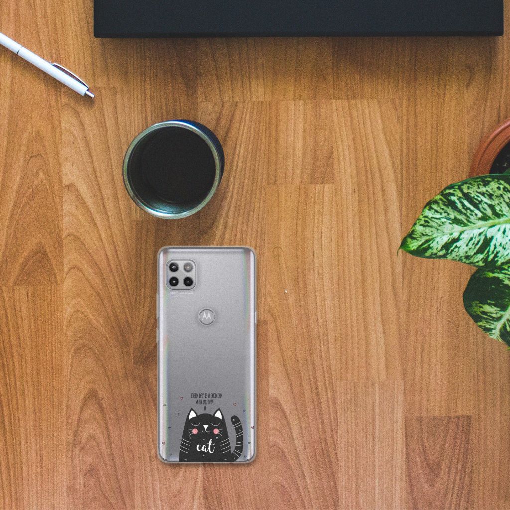 Motorola Moto G 5G Telefoonhoesje met Naam Cat Good Day B2C Telecom