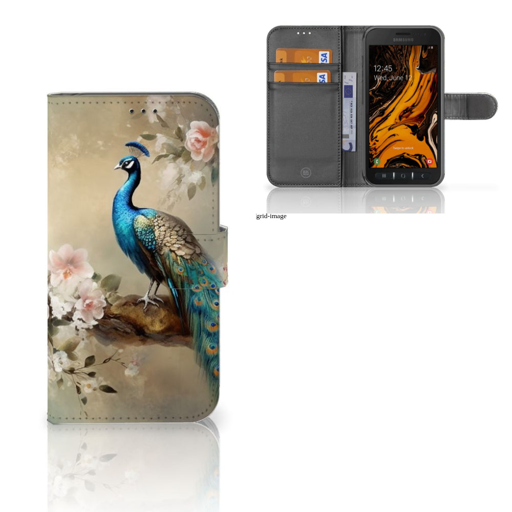 Telefoonhoesje met Pasjes voor Samsung Galaxy Xcover 4 | Xcover 4s Vintage Pauwen