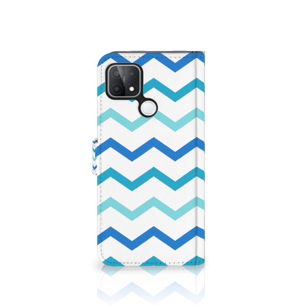 OPPO A15 Telefoon Hoesje Zigzag Blauw
