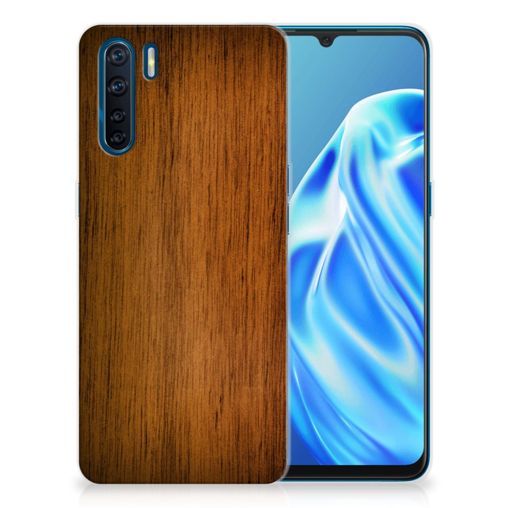 OPPO A91 Bumper Hoesje Donker Hout