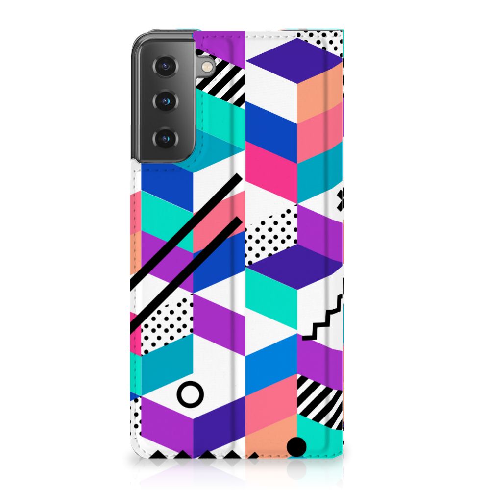Samsung Galaxy S21 Plus Stand Case Blokken Kleurrijk - B2C Telecom