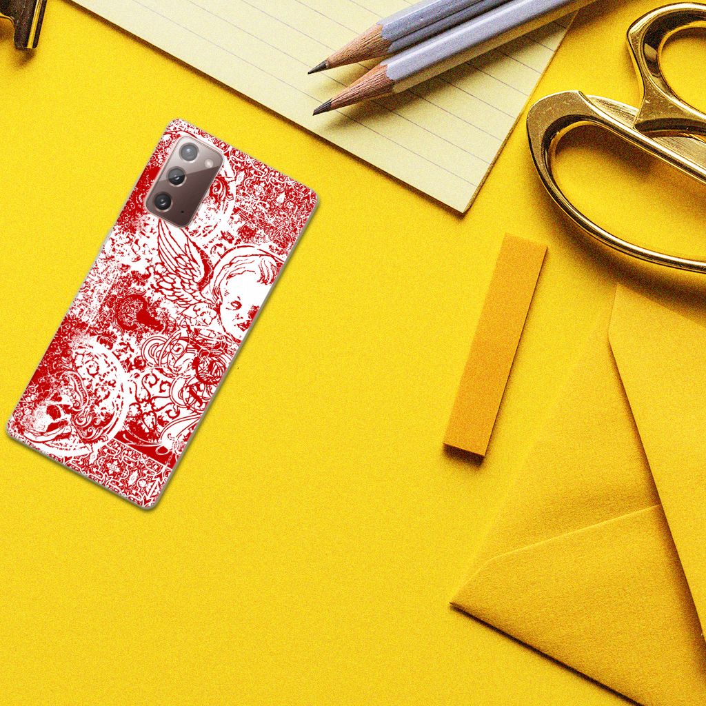 Silicone Back Case Samsung Note 20 Angel Skull Rood B2C Telecom
