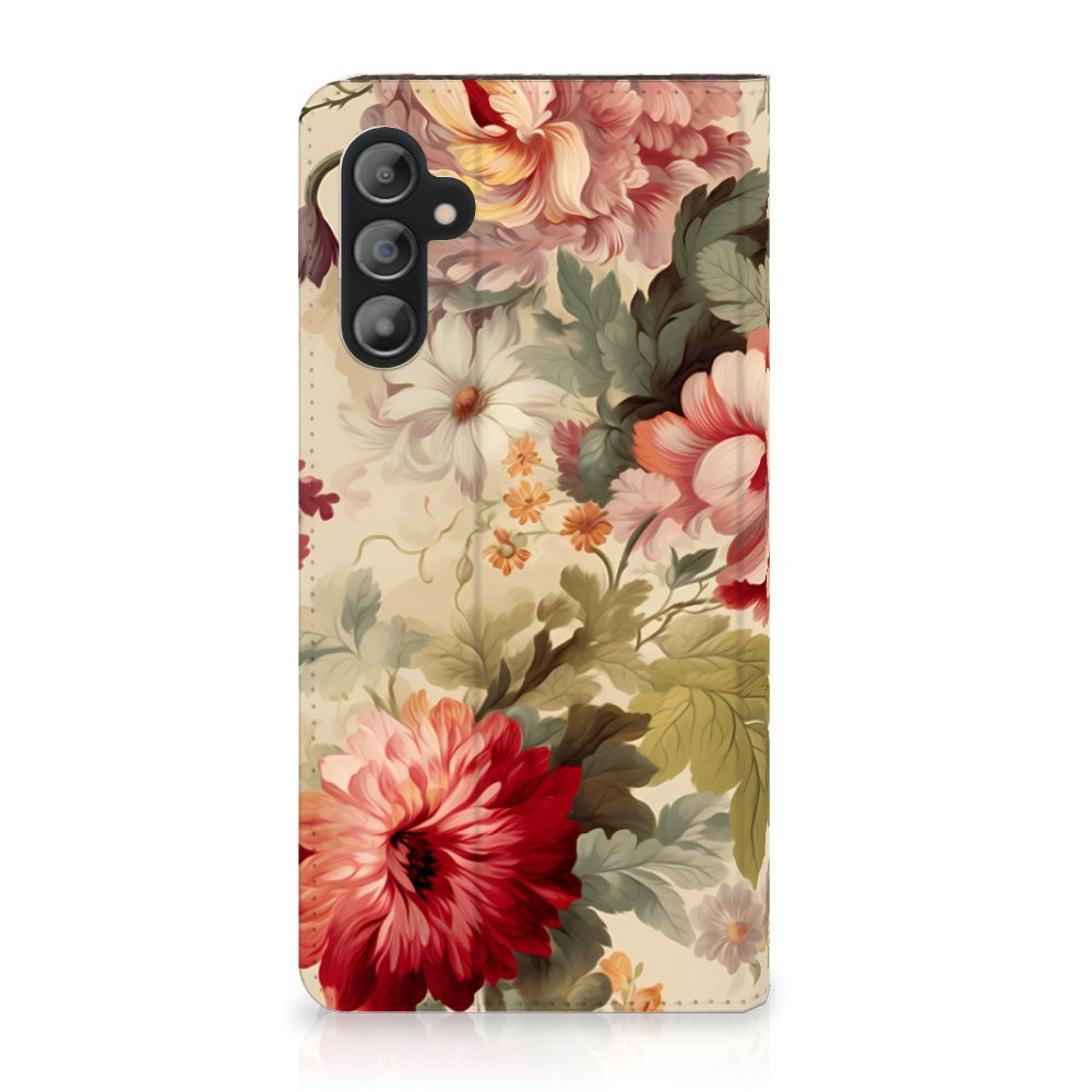Smart Cover voor Samsung Galaxy A14 4G Bloemen met kleurrijke bloempatronen.