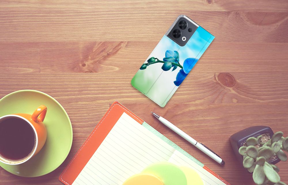 OPPO Reno8 Smart Cover Orchidee Blauw - Cadeau voor je Moeder - B2C Telecom