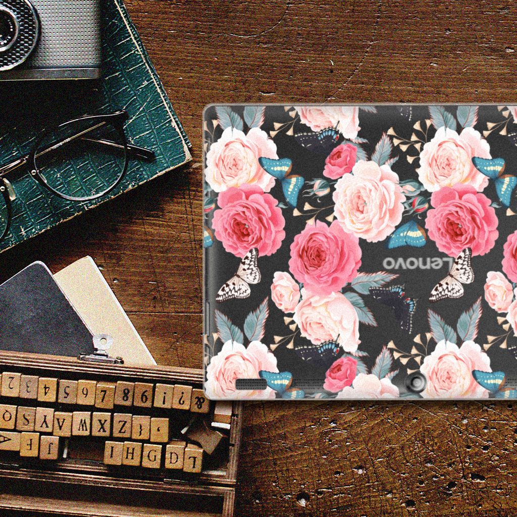Lenovo Tab 10 | Tab 2 A10-30 Siliconen Hoesje Butterfly Roses - B2C Telecom