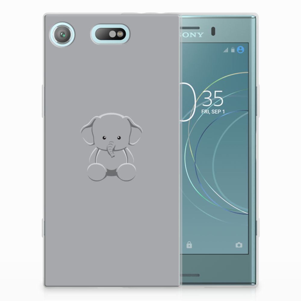 Sony Xperia XZ1 Compact Telefoonhoesje met Naam Grijs Baby Olifant