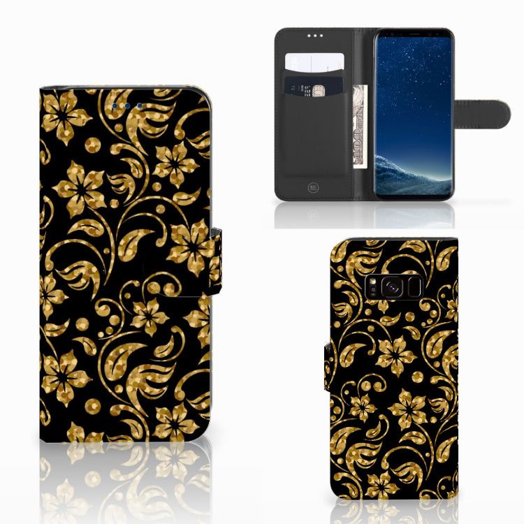 Samsung Galaxy S8 Hoesje Gouden Bloemen