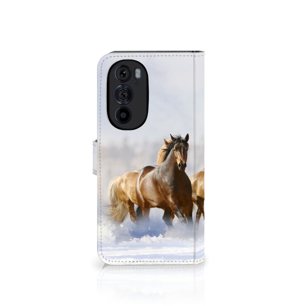 Motorola Edge 30 Pro Telefoonhoesje met Pasjes Paarden