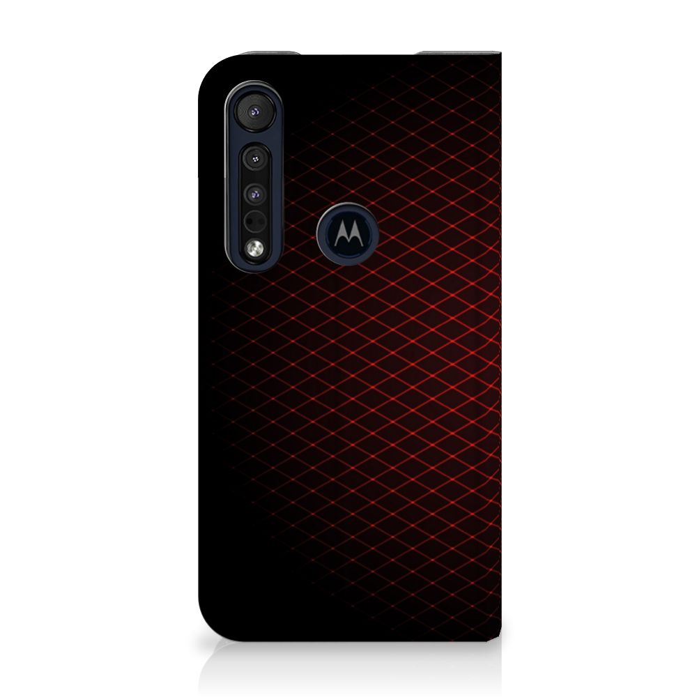 Motorola G8 Plus Hoesje met Magneet Geruit Rood - B2C Telecom