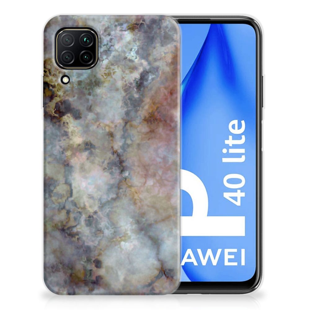 Huawei P40 Lite TPU Siliconen Hoesje Marmer Grijs