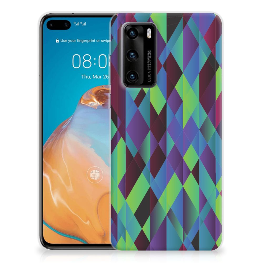Huawei P40 TPU Hoesje Abstract Green Blue B2C Telecom