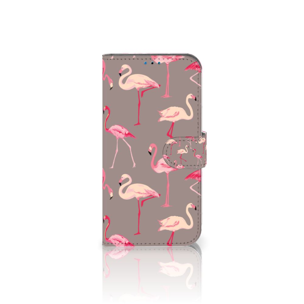 iPhone 14 Pro Telefoonhoesje met Pasjes Flamingo