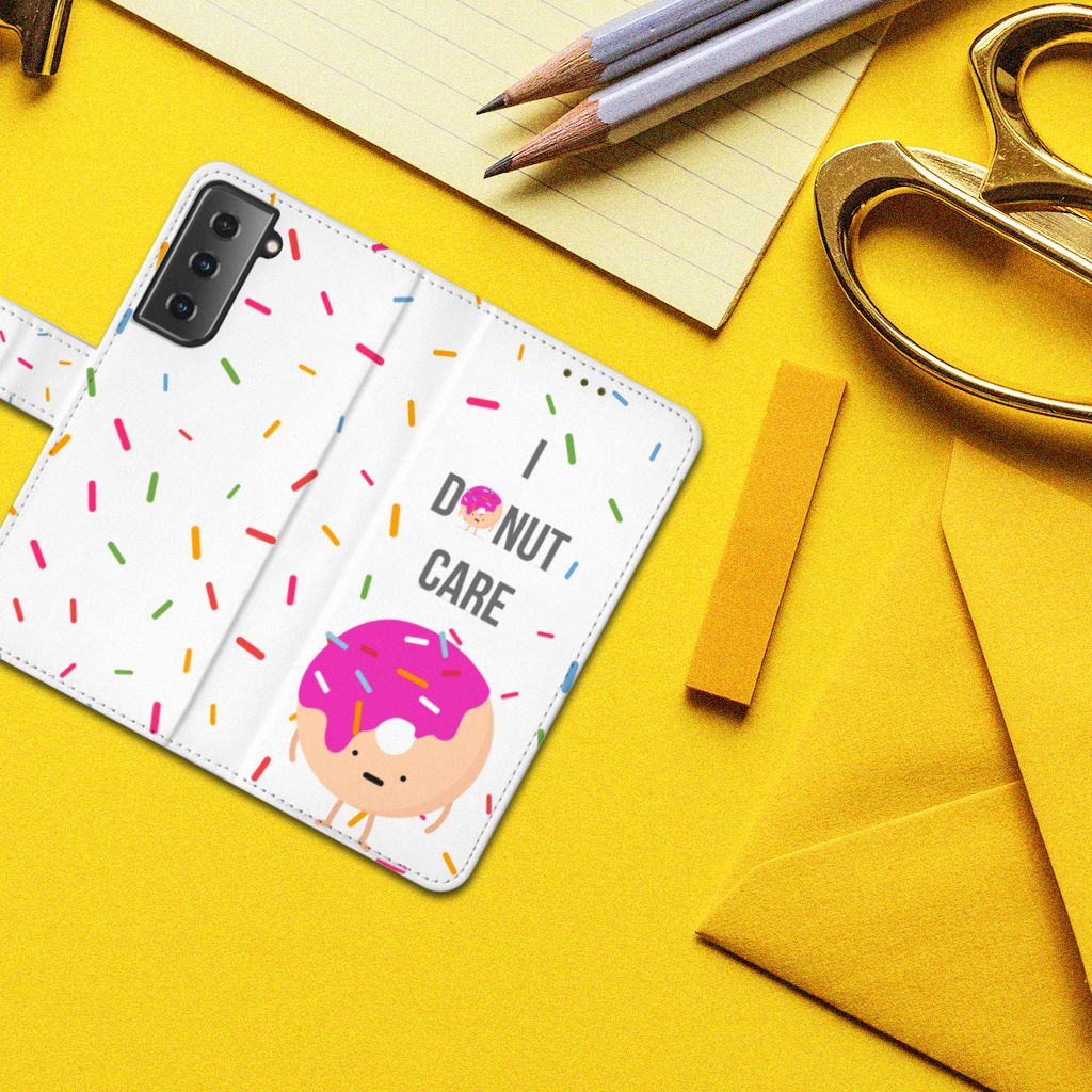 Samsung Galaxy S21 Book Cover Donut Roze