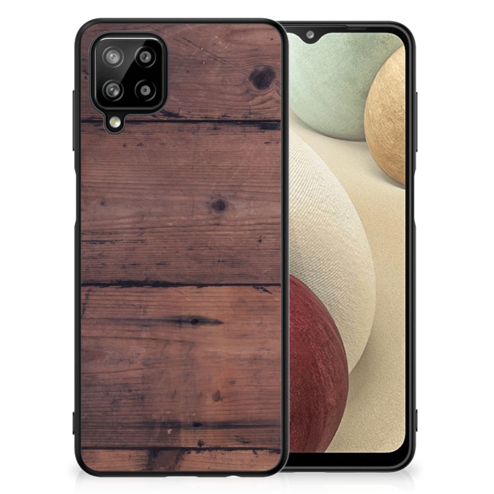 Samsung Galaxy A12 Houten Print Telefoonhoesje Old Wood