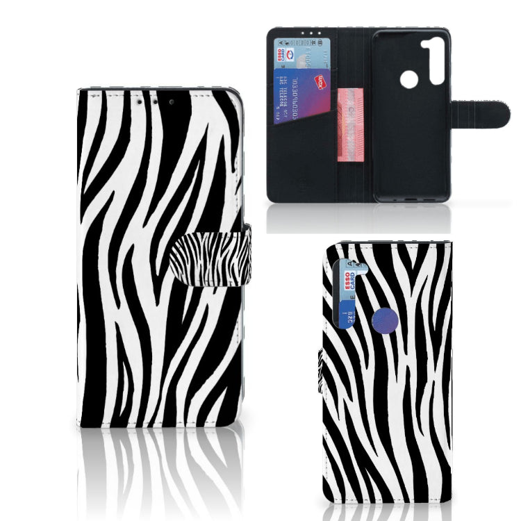 Motorola G8 Power Telefoonhoesje met Pasjes Zebra