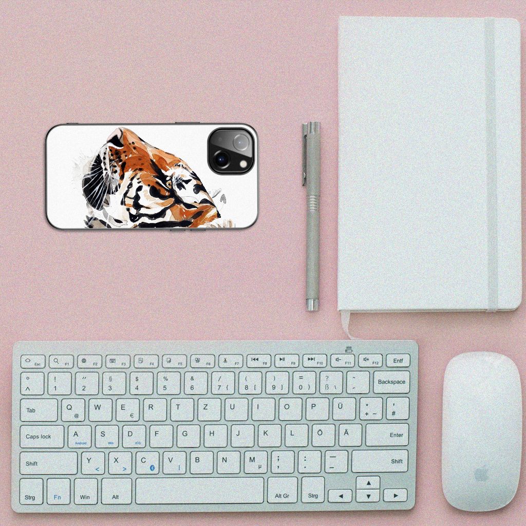 Kleurrijke Telefoonhoesje Apple iPhone 13 Watercolor Tiger B2C Telecom