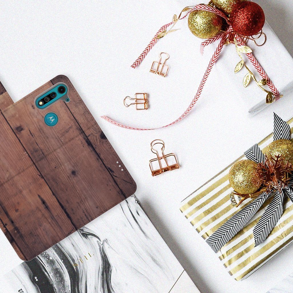 Motorola G8 Power Lite Book Style Case Old Wood