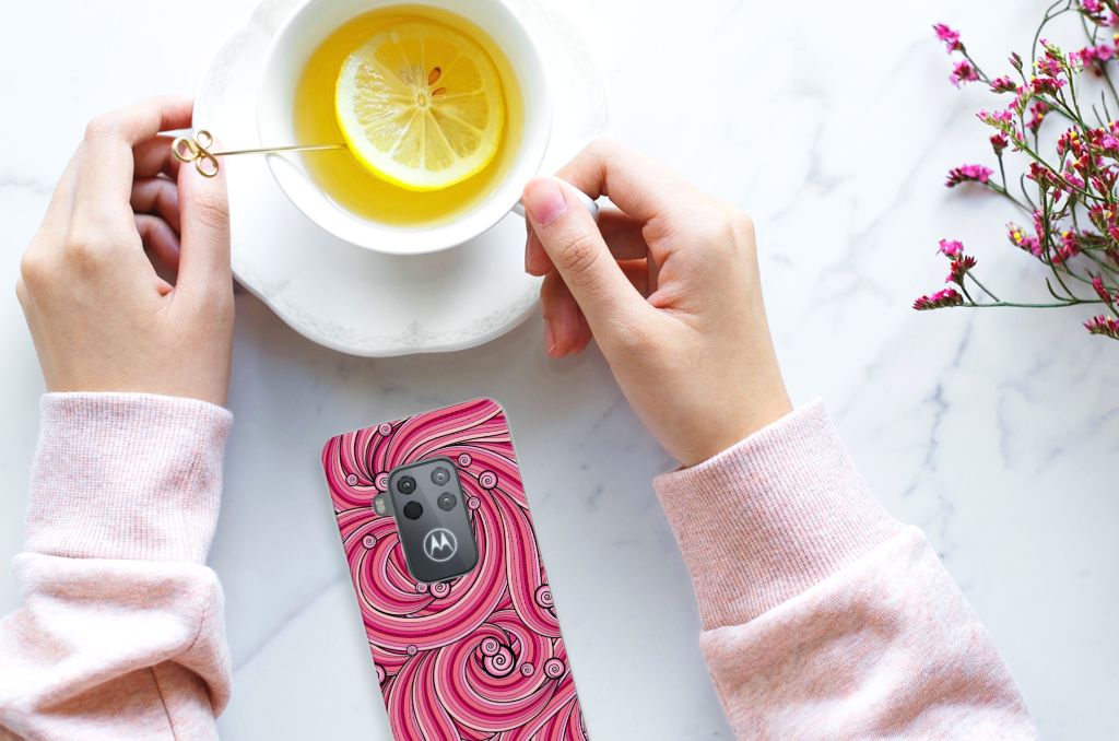 Motorola One Zoom Hoesje maken Swirl Pink