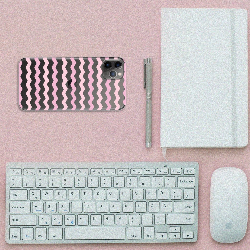 Apple iPhone 11 Pro Max TPU bumper Waves Roze