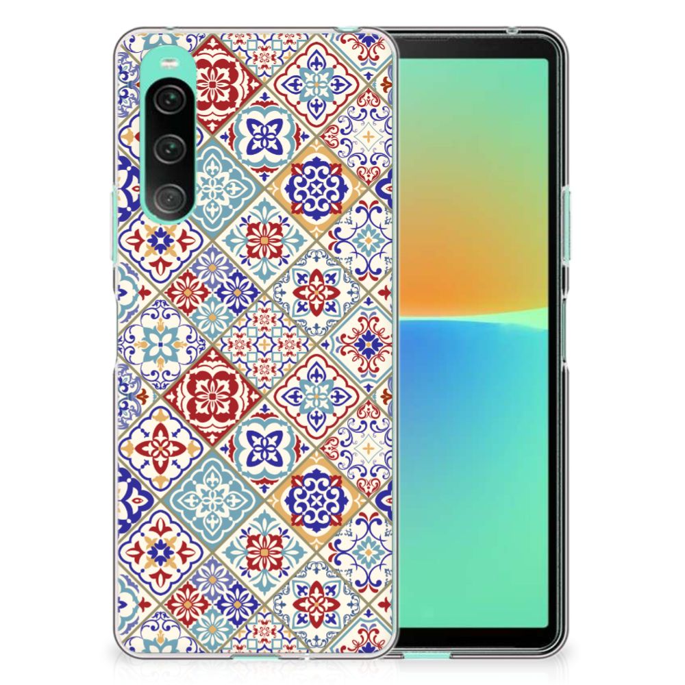 Sony Xperia 10 V TPU Siliconen Hoesje Tiles Color