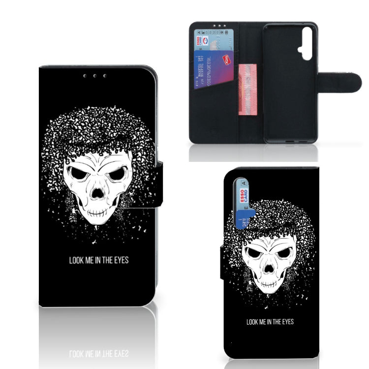 Telefoonhoesje met Naam Honor 20 Skull Hair