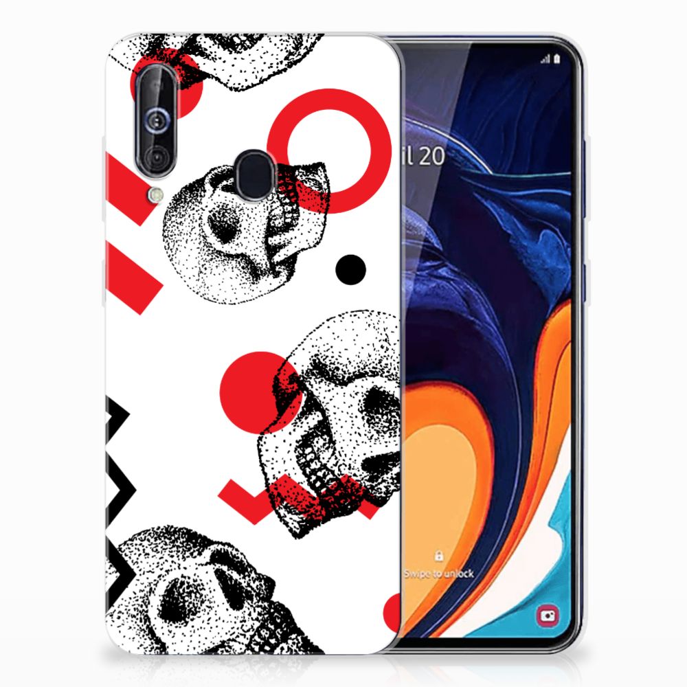 Silicone Back Case Samsung Galaxy A60 Skull Red